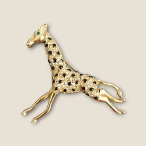 VTG Spinx Rhinestone and Enamel Giraffe Brooch